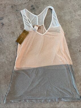 Francesca's Collections Pink and Gray Colorblock Racerback Slip Tank